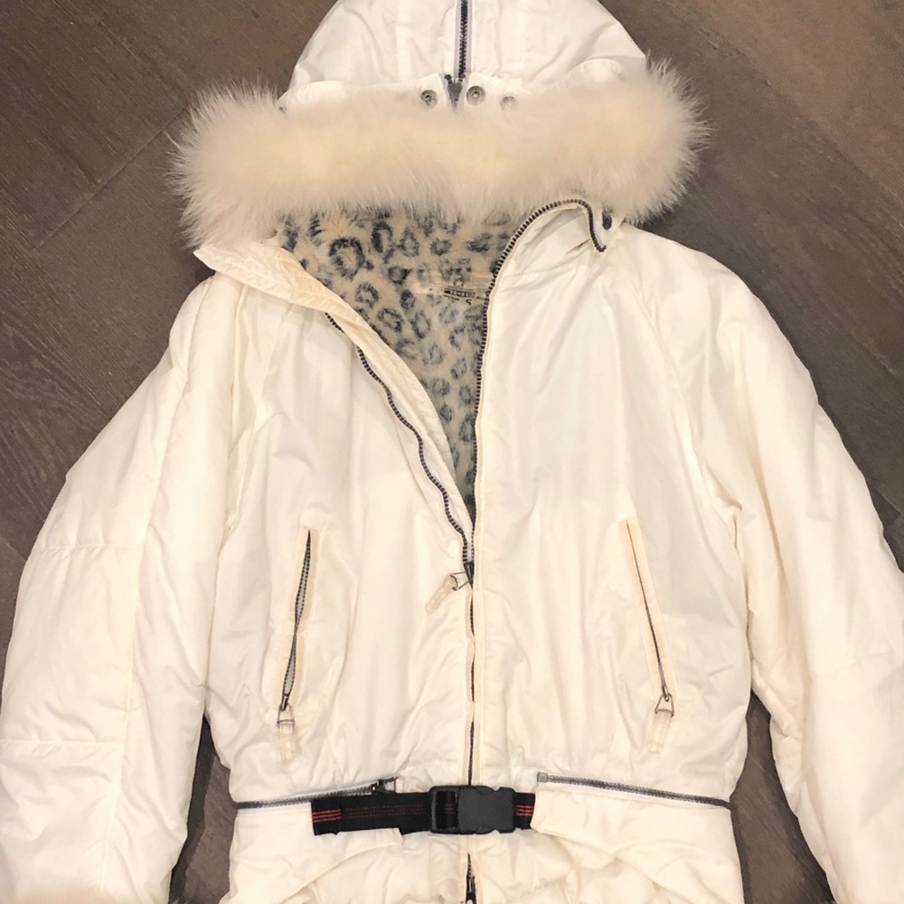 Jet set ski jacket white with fur